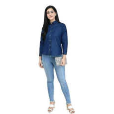 Womens Denim Solid Casual Shirt Denim Pattern 